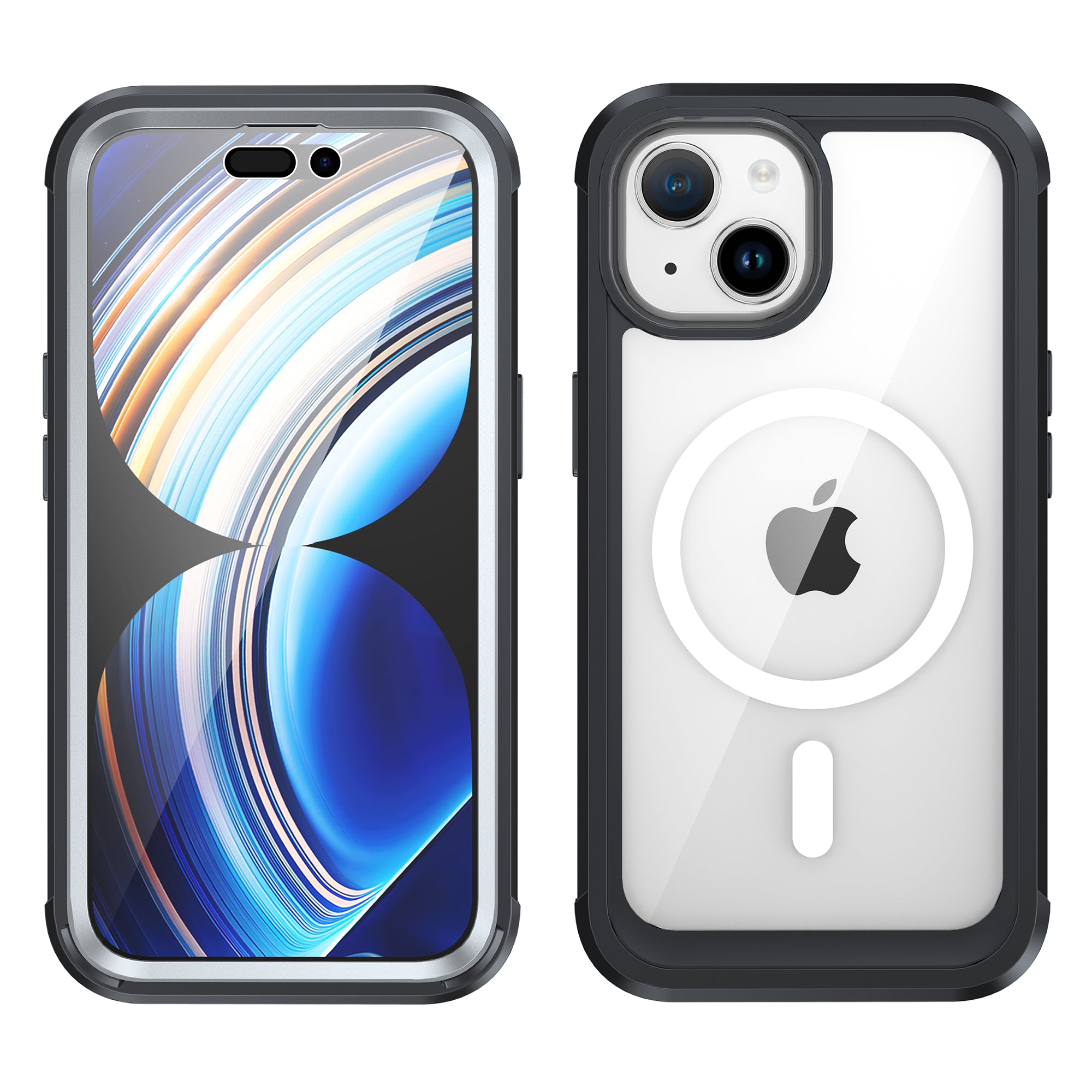 For iPhone 15 Scratch Proof Transparent Phone Case PC TPU Cover with Tempered Glass Screen Protector For iPhone 15 Scratch Proof Transparent Phone Case PC TPU Cover with Tempered Glass Screen Protector